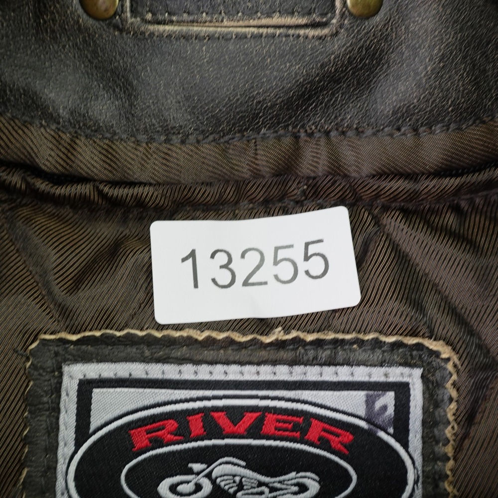 River Road Jacket Mens 48 Black Distressed Leather Motorcycle Cafe Racer - Picture 14 of 15